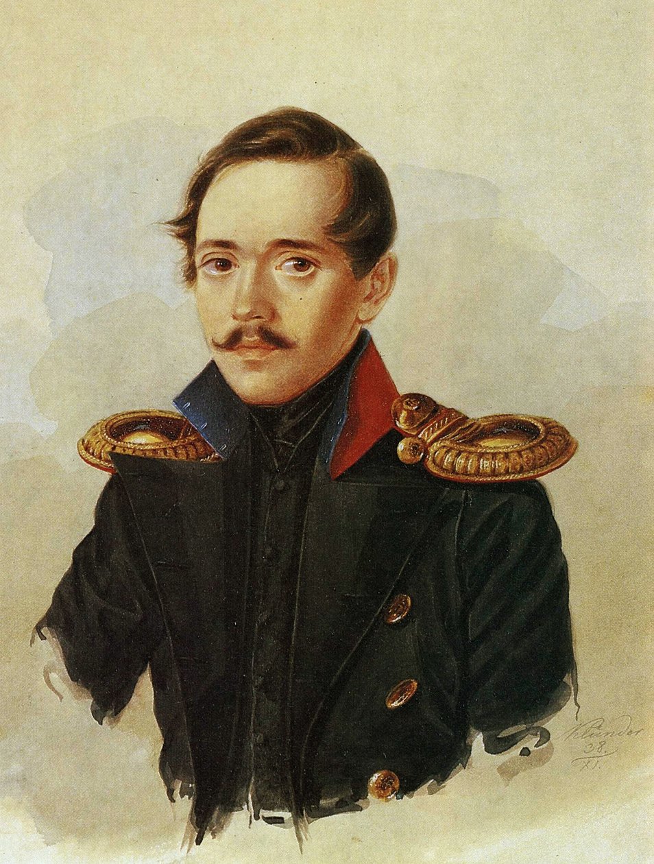 Portrét Michaila Lermontova, kolem roku 1838 od Russian School