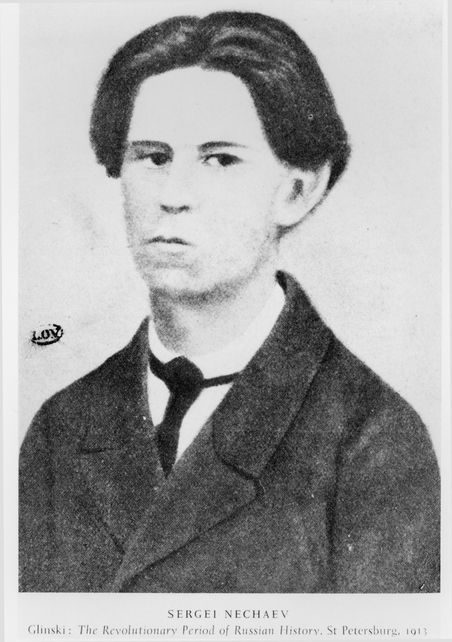 Portrét Sergeje Nechaeva (1847-82) ilustrace z Revolučního období ruských dějin od Glinského, St. Petersburg, 1913 od Russian School