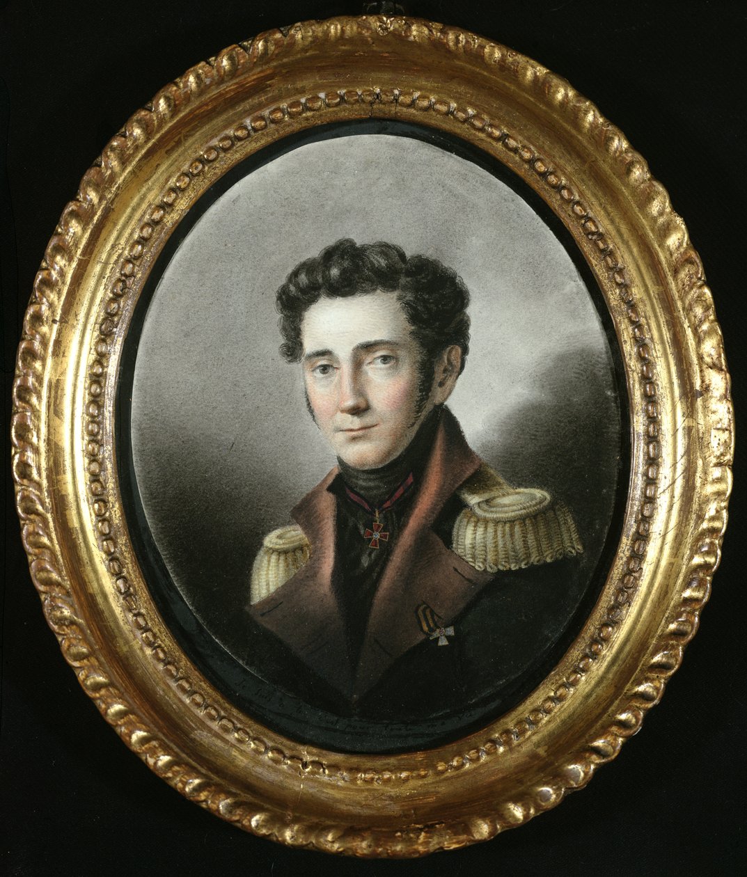 Portrét ruského důstojníka, 1818 (wc na papíře) od Russian School