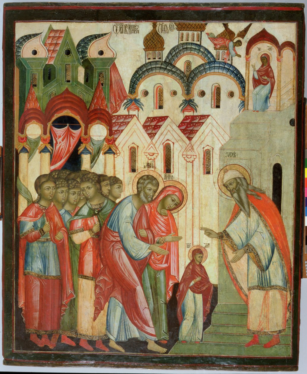 Prezentace Panny Marie v chrámu (tempera na panelu) od Russian School