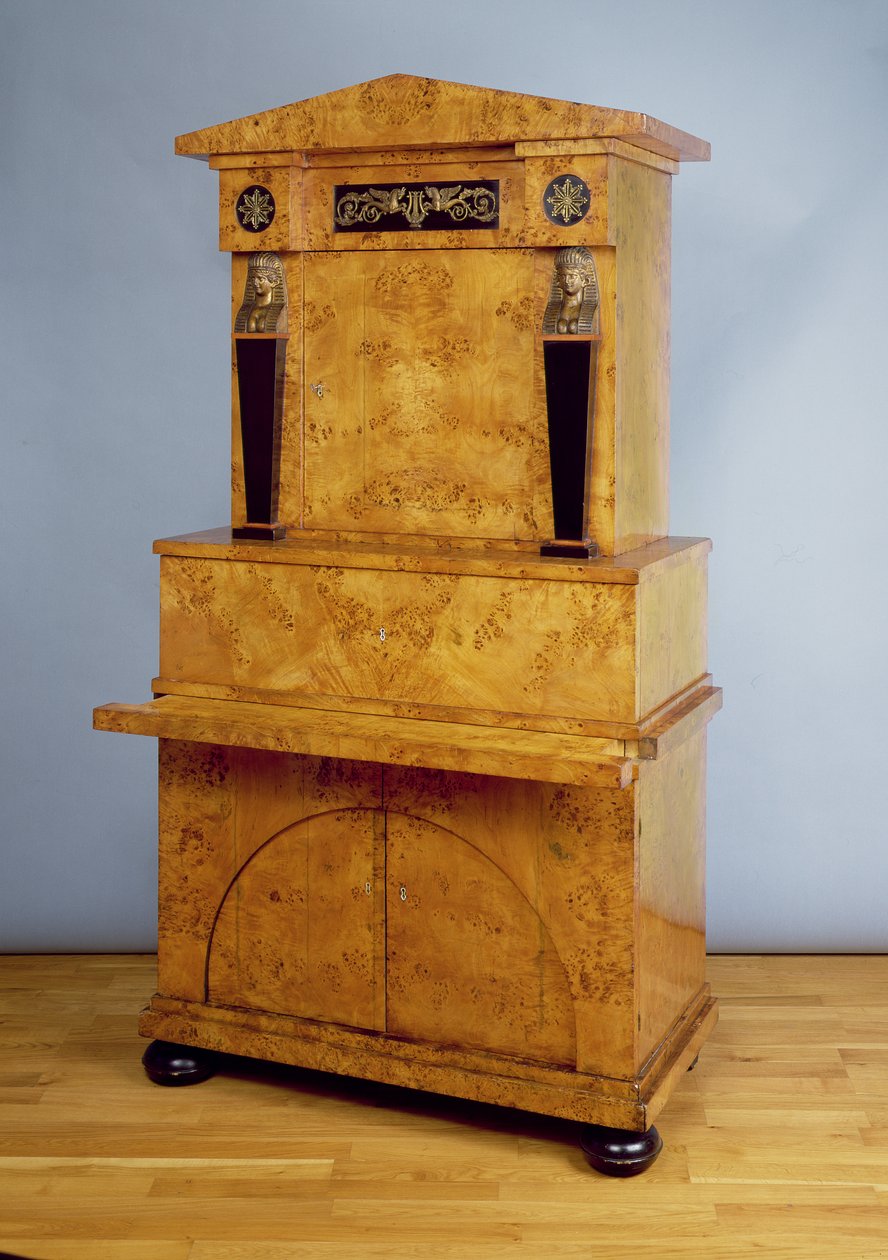 Secretaire Bookcase, (karelské březové dřevo) od Russian School