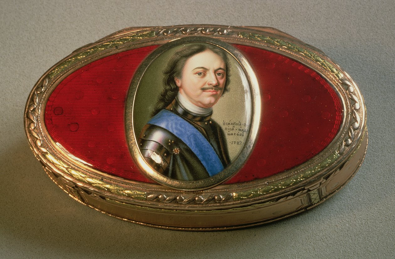 Tabatěrka s portrétní miniaturou Petra Velikého, 1727 (zlato) od Russian School