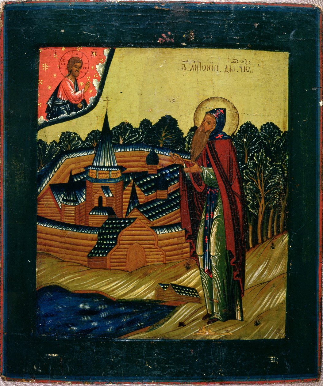 Svatý Anton z Dymu, konec 17. století (tempera na panelu) od Russian School