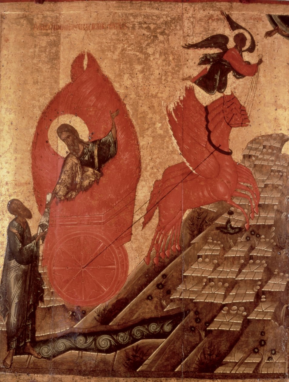 Nanebevstoupení Eliáše, ikona, Pskov School, cca 1650 (tempera na panelu) od Russian School
