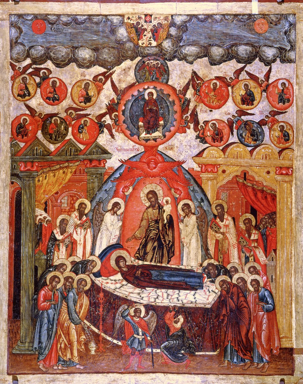 Dormition, 18. století (tempera na panelu) od Russian School