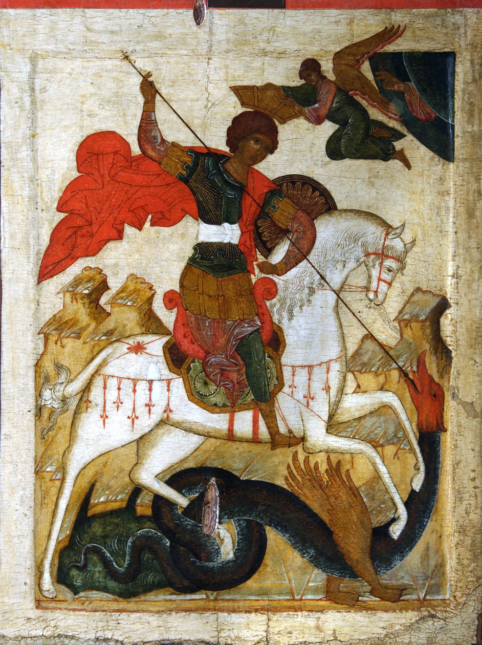 Svatý Jiří a drak, počátek 16. století. od Russian icon.
