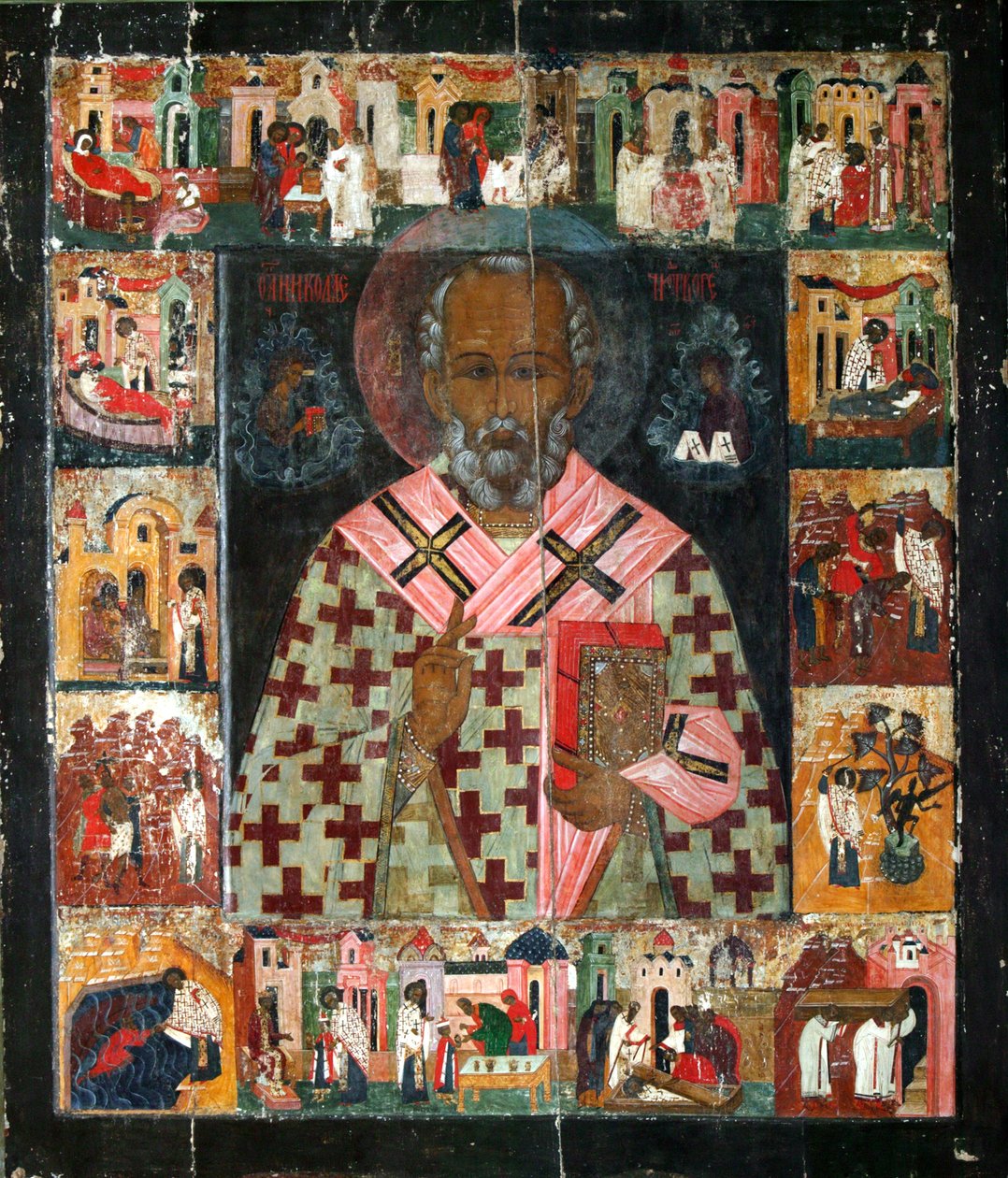 Svatý Mikuláš s výjevy z jeho života, 16. století. od Russian icon.