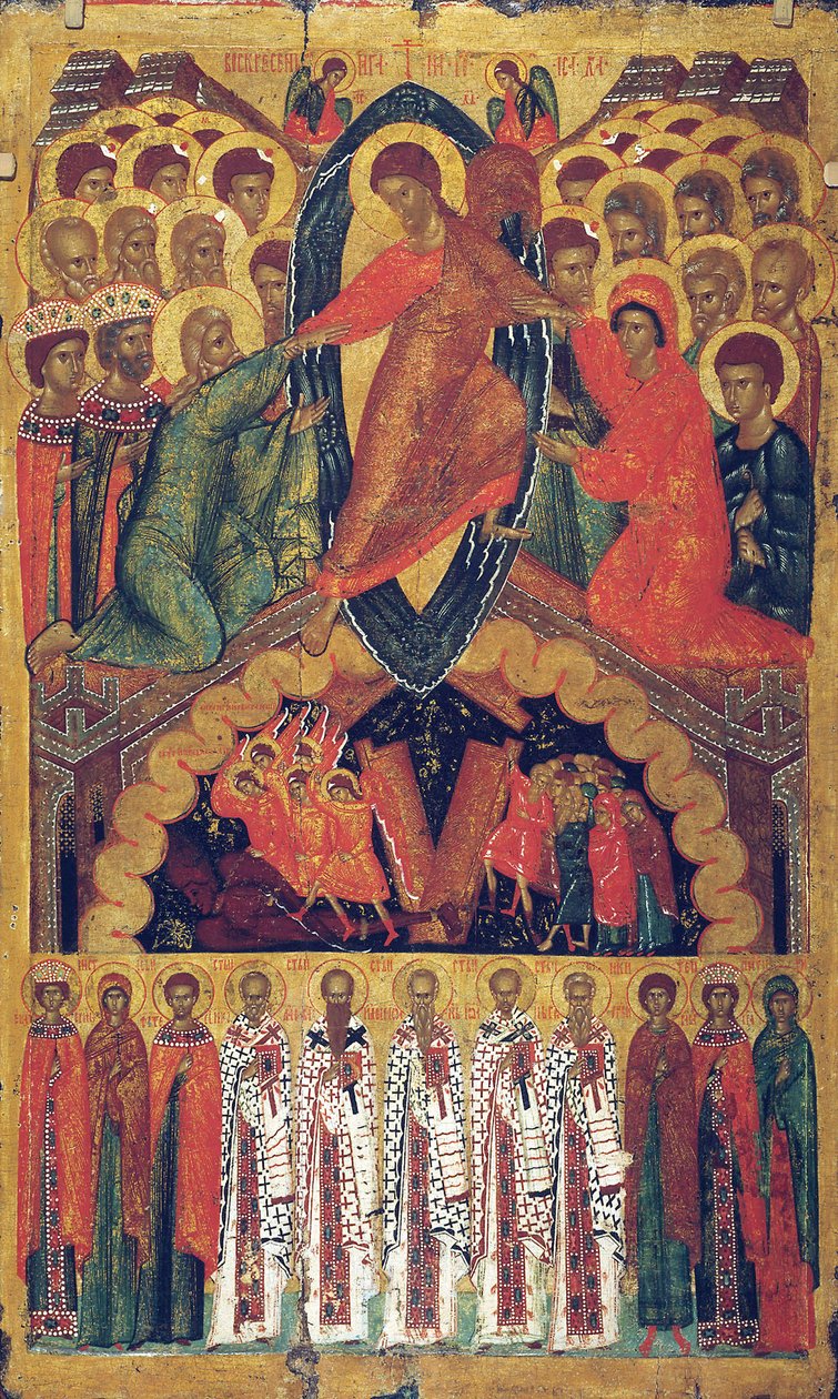 Sestup do pekla, s vybranými svatými, konec 15. století. od Russian icon.