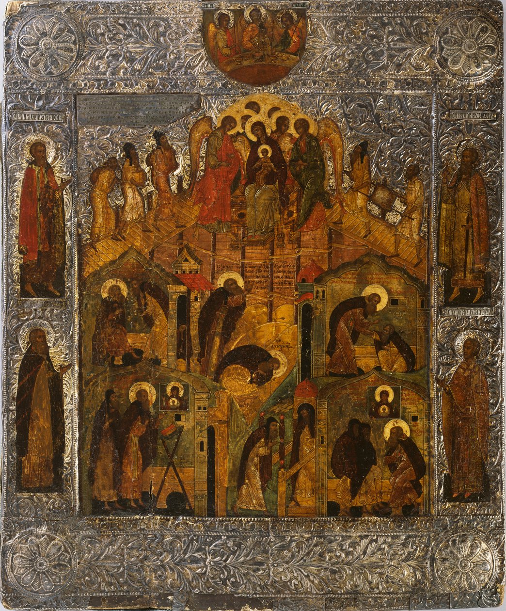 Zjevení Panny Marie svatému Alexandru Svirskému, 17. století. od Russian icon.