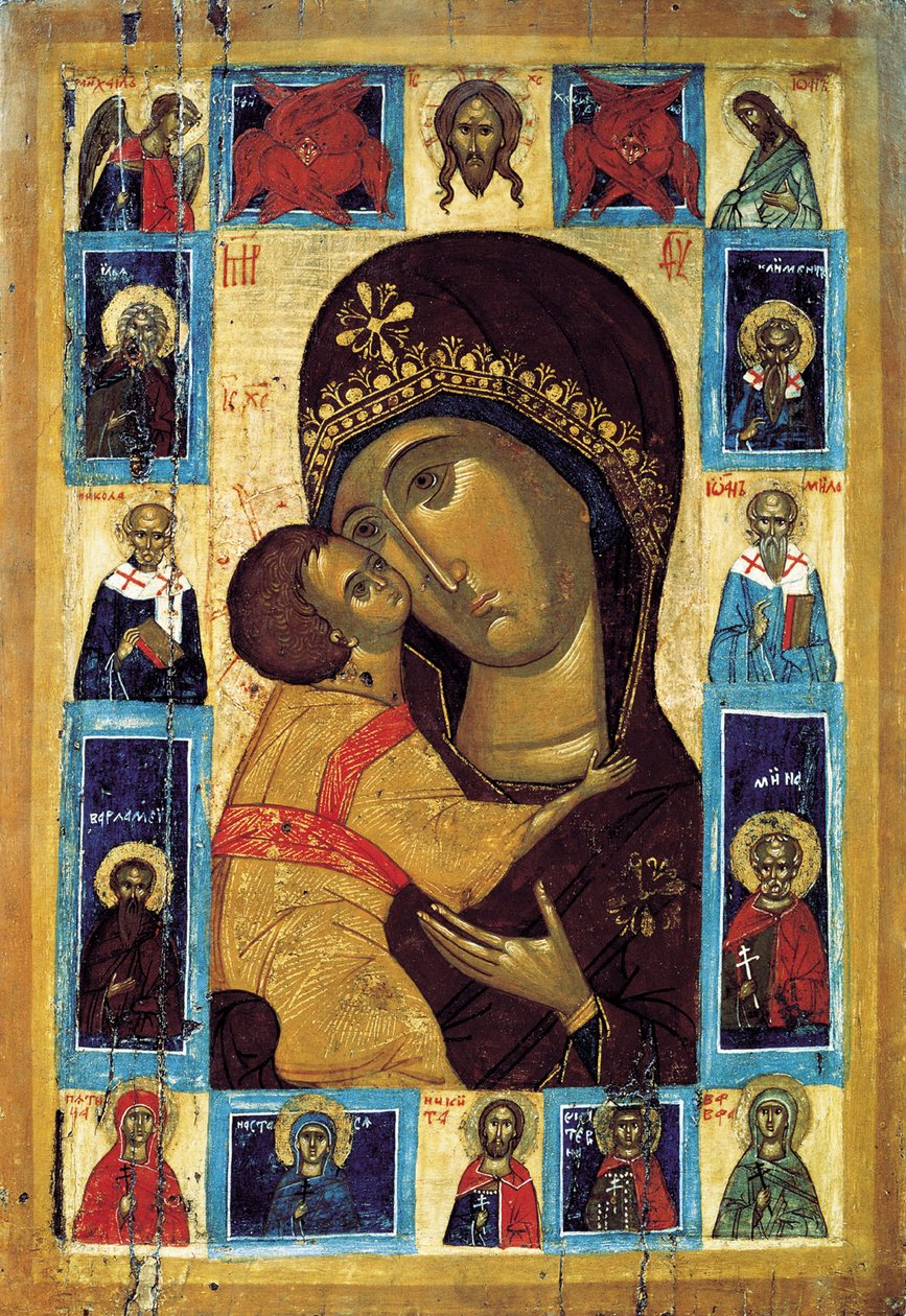 Panna Eleusa s vybranými svatými, počátek 16. století. od Russian icon.