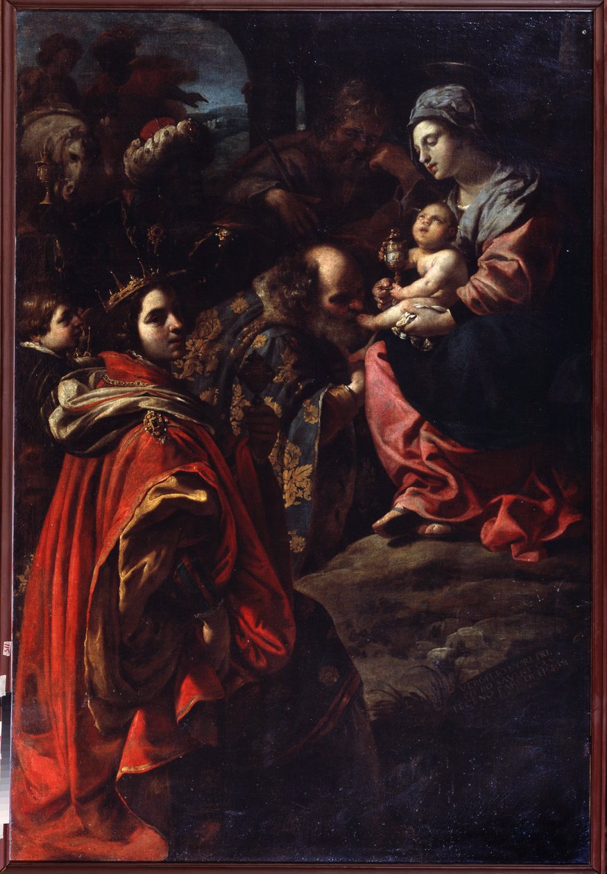 Klanění tří králů. Obraz Rutilia Manettiho (1571-1639). Olej na plátně. Italské umění, barokní styl. Státní muzeum umění, Jekatěrinburg, Rusko. od Rutilio Manetti