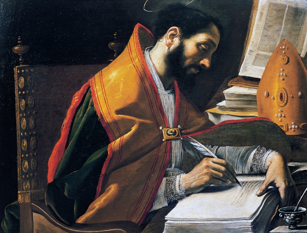 Svatý Ambrož, obraz Rutilio Manetti (1571-1639), olej na plátně, 67x89 cm, Itálie od Rutilio Manetti