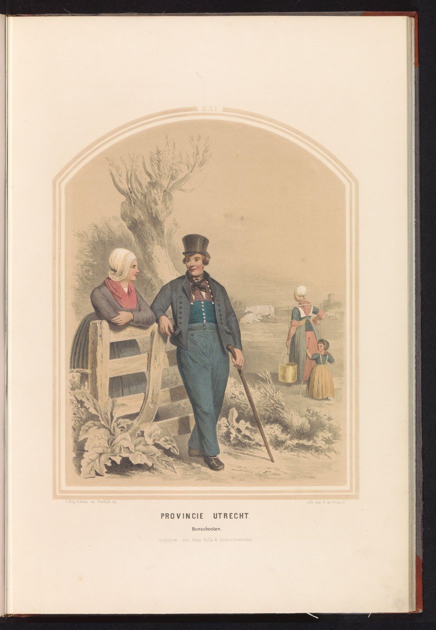 Tradiční kostým Bunschoten v Utrechtu, 1857 Provincie Utrecht. Bunschooten / XXI (název na objektu) od Ruurt de Vries