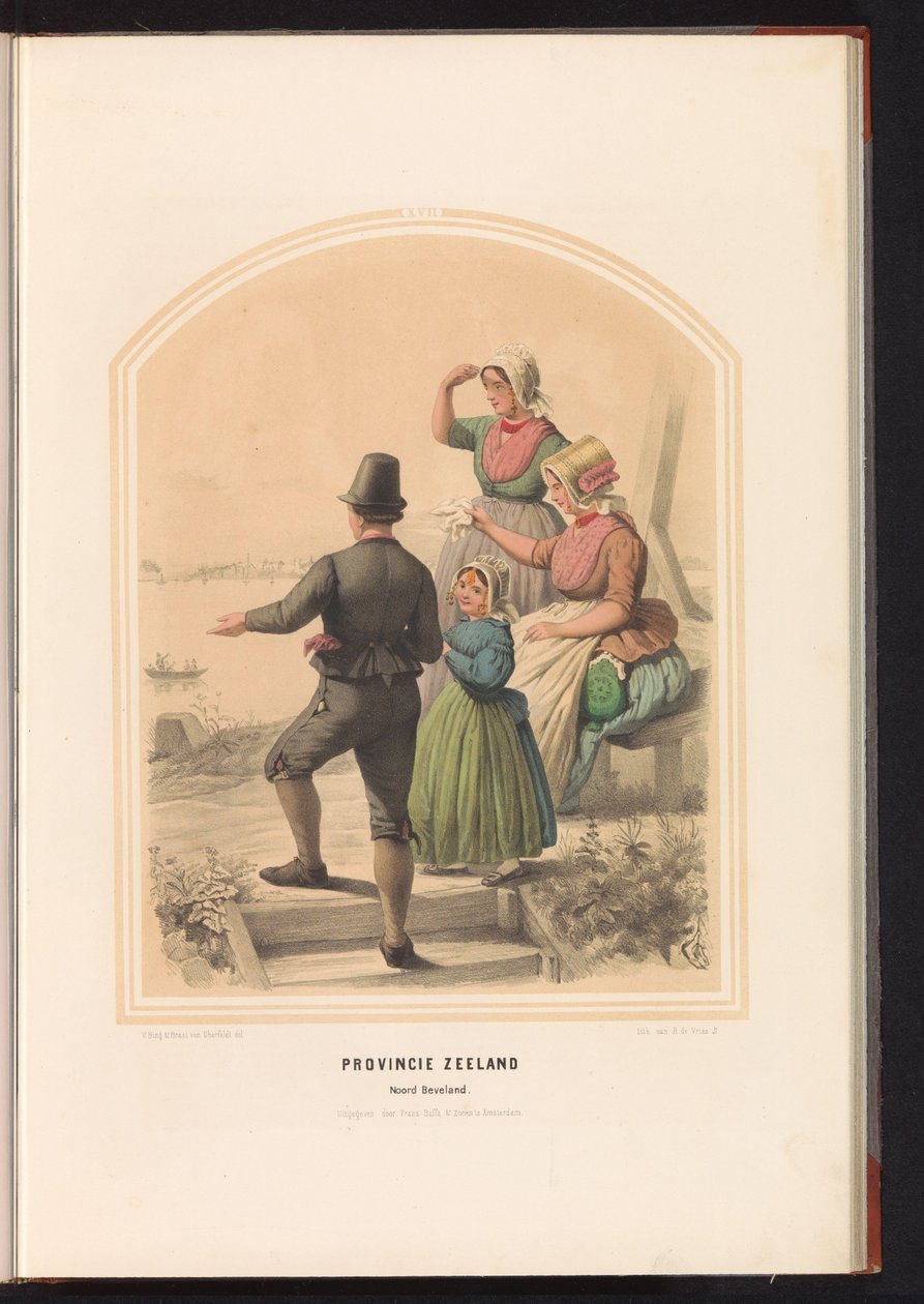 Tradiční kostým Noord-Beveland na Zélandu, 1857 Provincie Zeeland. Noord Beveland / XVII (název na objektu) od Ruurt de Vries