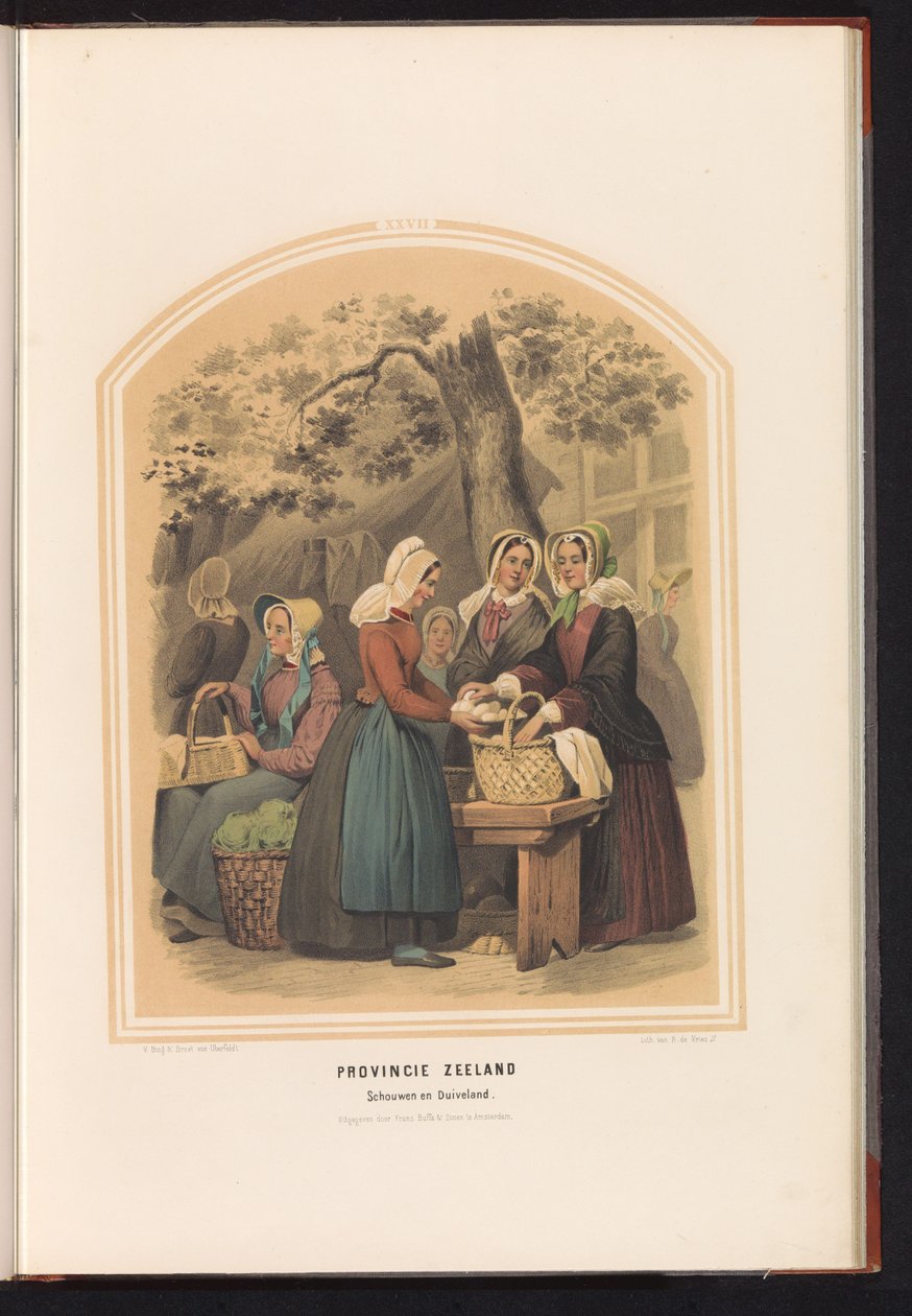 Tradiční kostým Schouwen a Duiveland na Zélandu, 1857 Provincie Zeeland. Schouwen en Duiveland / XXVII (název na objektu) od Ruurt de Vries