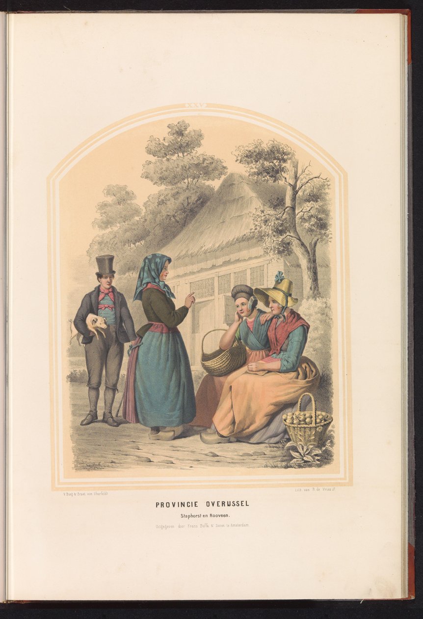 Tradiční kostým Staphorst a Rouveen v Overijssel, 1857 Provincie Overijssel. Staphorst a Rooveen / XXV (název na objektu) od Ruurt de Vries