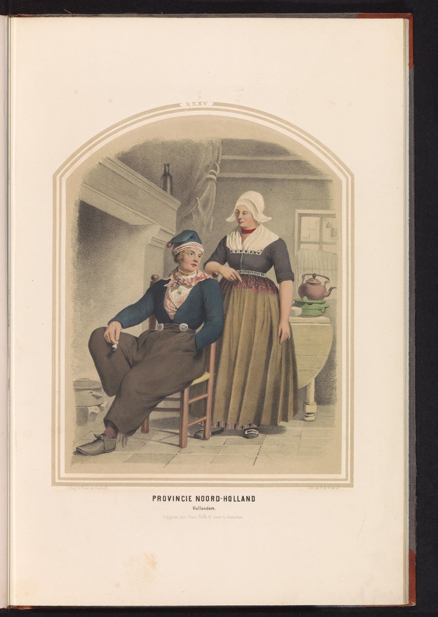 Tradiční kroj Volendam v Severním Holandsku, 1857 Provincie Severní Holandsko. Vollendam / XXXV (název na objektu) od Ruurt de Vries
