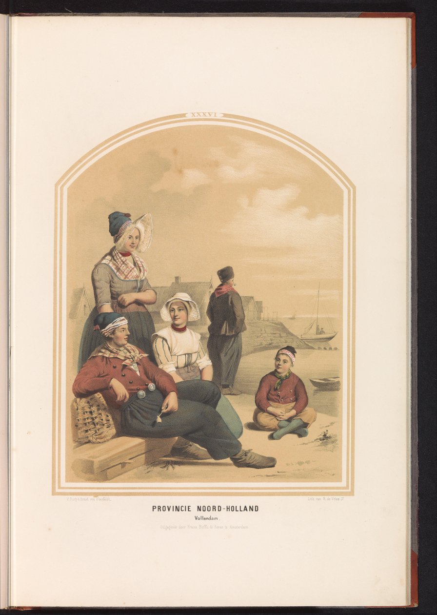 Tradiční kroj Volendam v Severním Holandsku, 1857 Provincie Severní Holandsko. Vollendam / XXXVI (název na objektu) od Ruurt de Vries