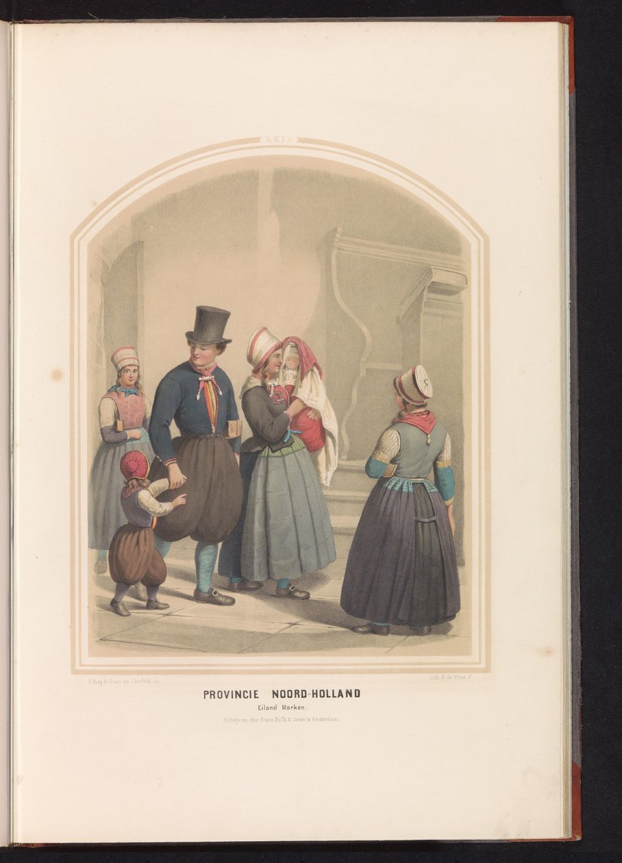 Tradiční kostým ostrova Marken v Severním Holandsku, 1857 Provincie Severní Holandsko. Island of Marken / XXIX (název na objektu) od Ruurt de Vries