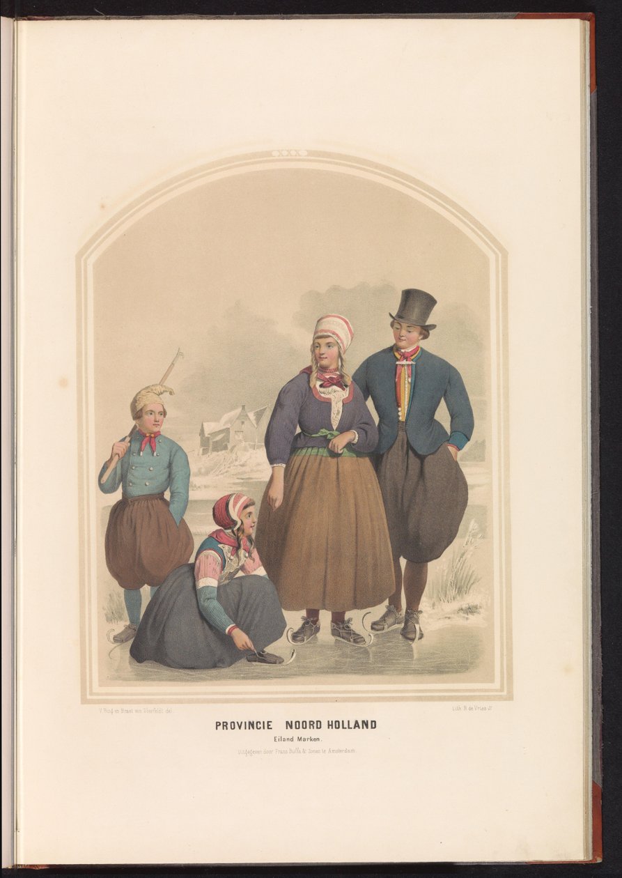 Tradiční kostým ostrova Marken v Severním Holandsku, 1857 Provincie Severní Holandsko. Island of Marken / XXX (název na objektu) od Ruurt de Vries