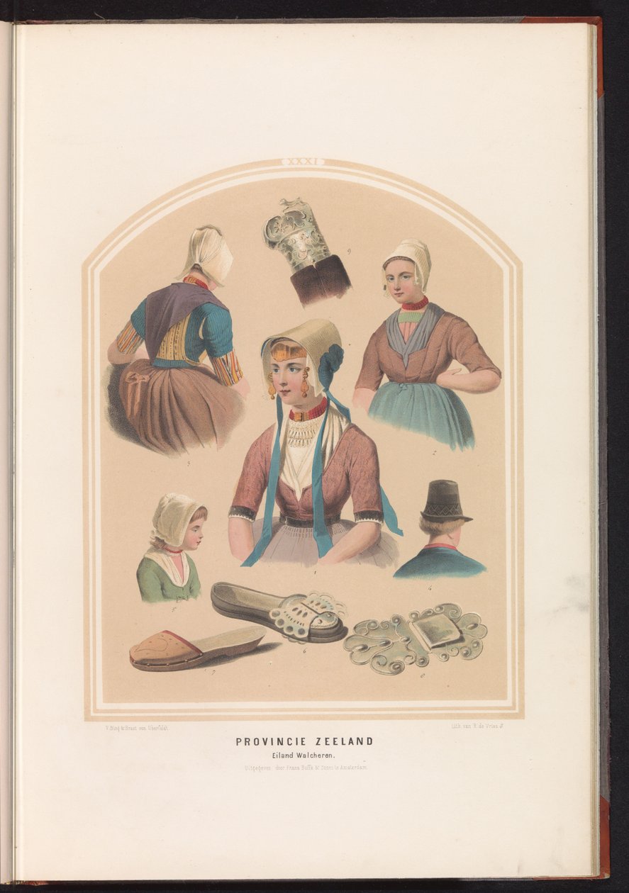Tradiční kostým z ostrova Walcheren v Zeelandu, 1857 Provincie Zeeland. Ostrov Walcheren / XXXI (název na objektu) od Ruurt de Vries