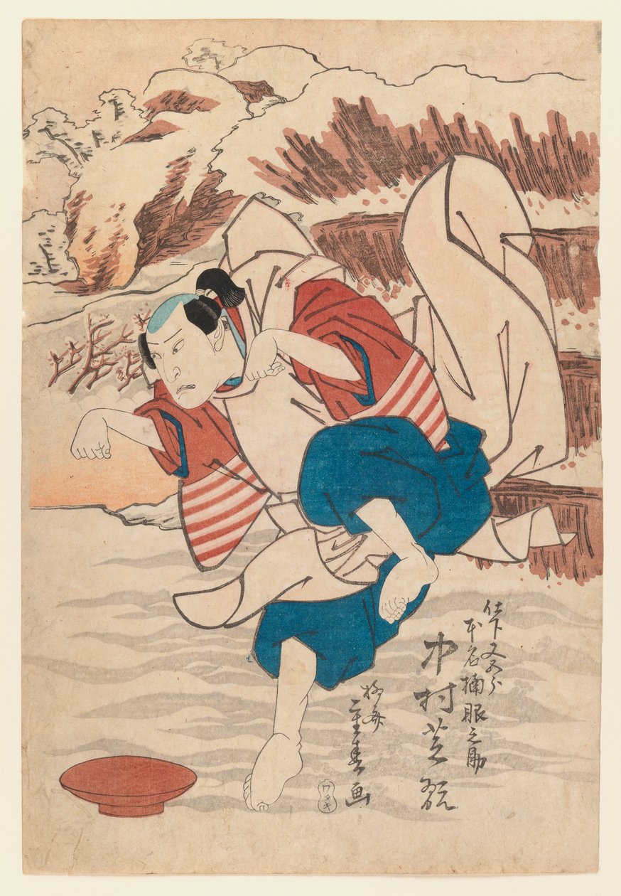 Herec Nakamura Shikan v roli kabuki, 1830 (dřevěný tisk) od Ryusai Shigeharu