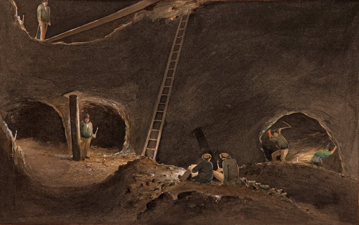 Nealess Stopes, důl Burra Burra, 12. dubna 1847 od S. T. Gill