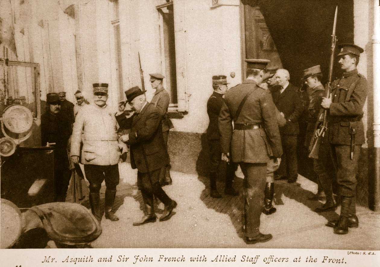 Pan Asquith a Sir John French s důstojníky spojeneckého štábu na frontě, 1914-19 od S. d A. Photography