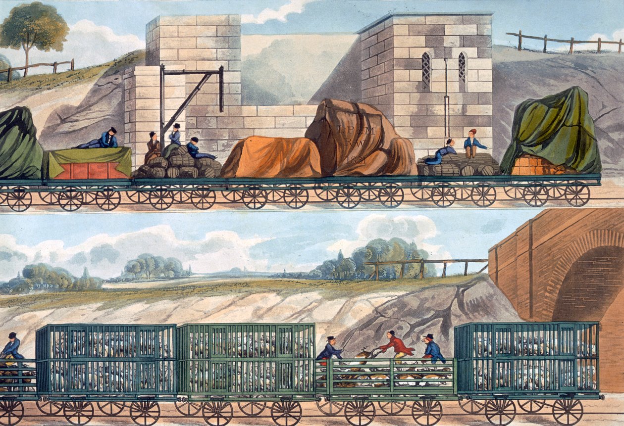 Vlaky na Liverpool a Manchester Railway, 1832-1833 od SG Hughes