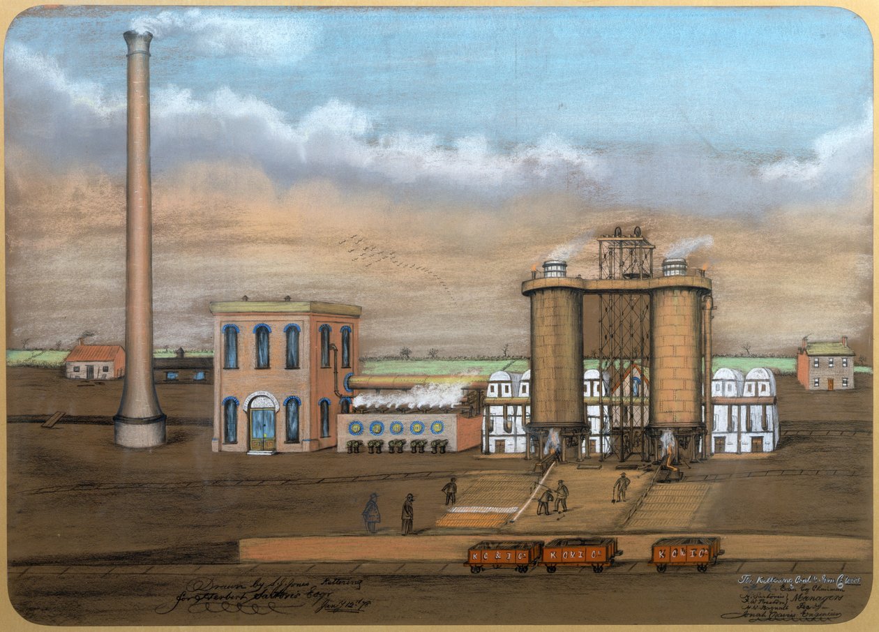 Kettering Furnaces, 1878 (pastel na papíře) od S.J. Jones