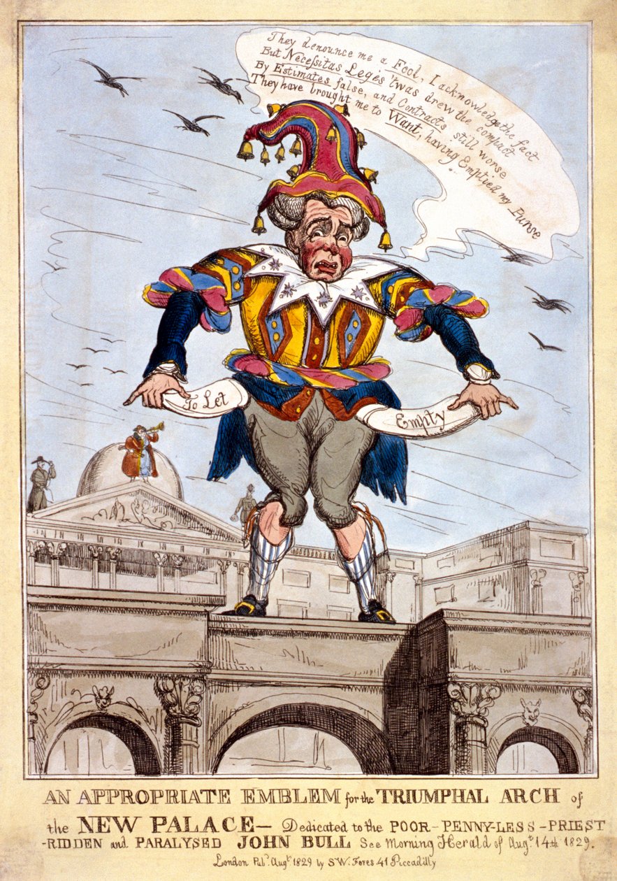 „Vhodný znak pro vítězný oblouk nového Buckinghamského paláce ..., Londýn, 1829 od SW Fores