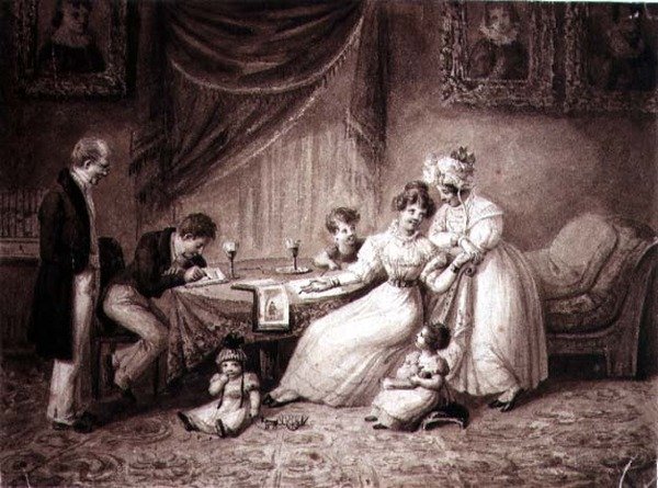 The Watercolorists, c.1830 (sépiový akvarel na papíře) od S. Baphista