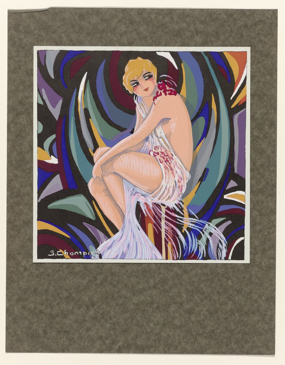 Femmes Modernes, 1926: Sedící žena, s drapérií. od S Chompré