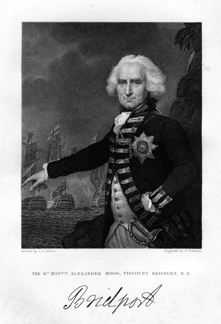 Admirál Alexander Hood 1726-1814, první vikomt Bridport, 1837. od S. Freeman