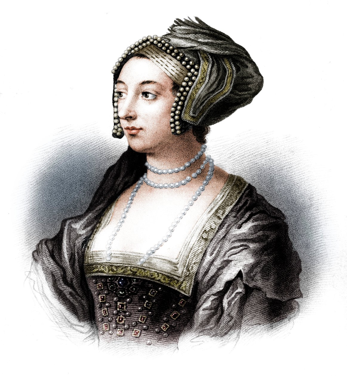 Anne Boleyn, druhá manželka Jindřicha VIII., 19. století od S. Freeman