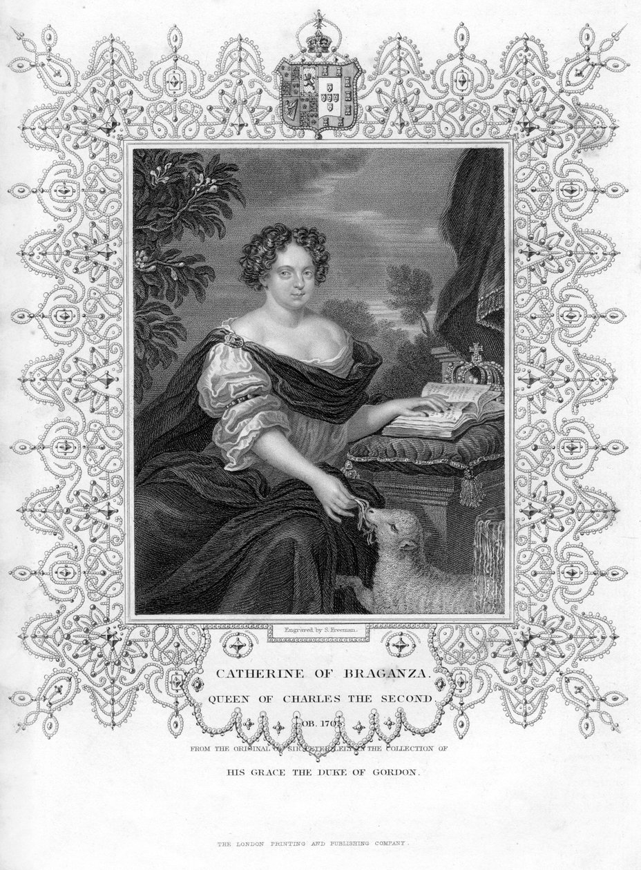 Kateřina z Braganzy, královna choť anglického krále Karla II., 19. století. od S. Freeman