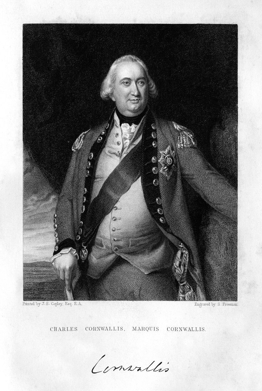 Charles Cornwallis 1738-1805, první markýz Cornwallis, 1839. od S. Freeman