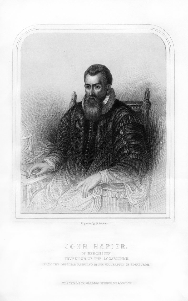 John Napier , skotský matematik, fyzik, astronom a astrolog, 1870. od S. Freeman