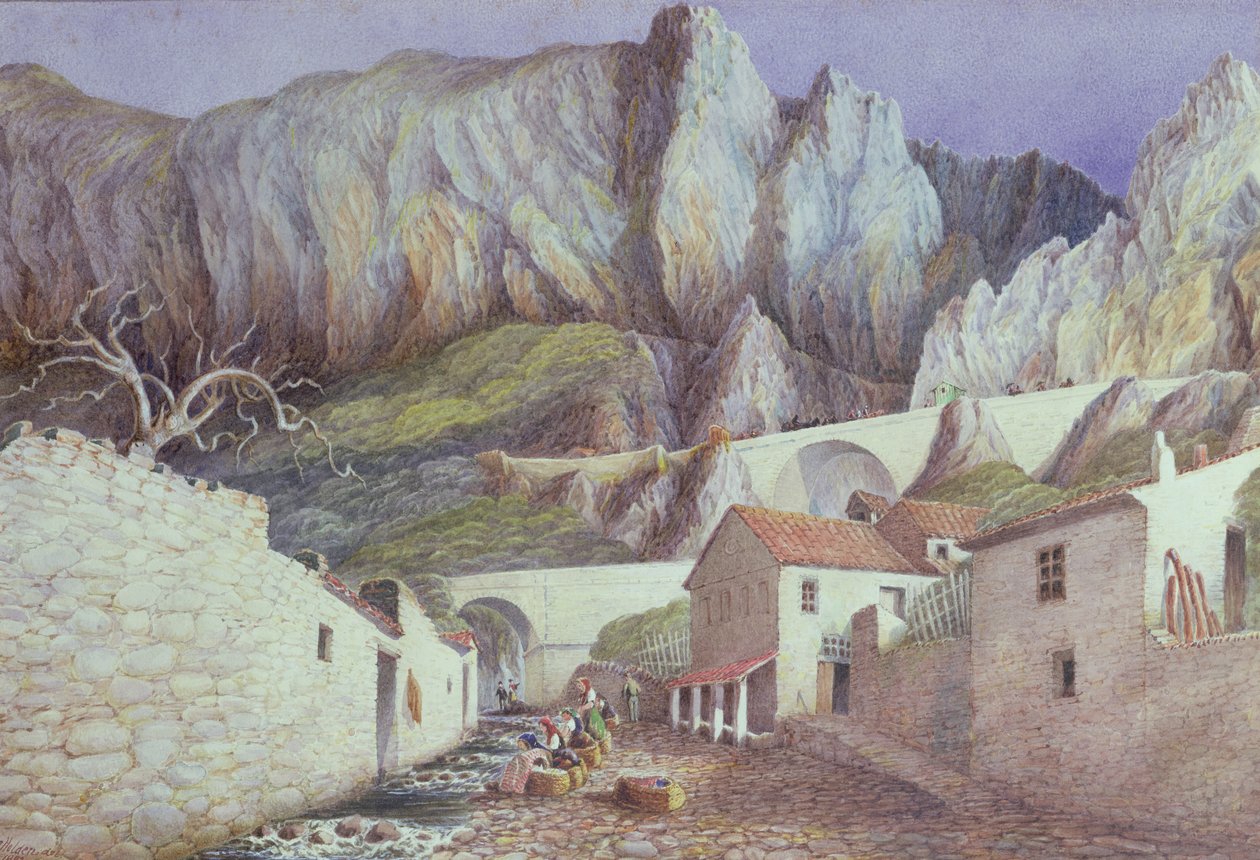 Rokle v Mentonu, 1882 (čb na papíře) od S. Holden