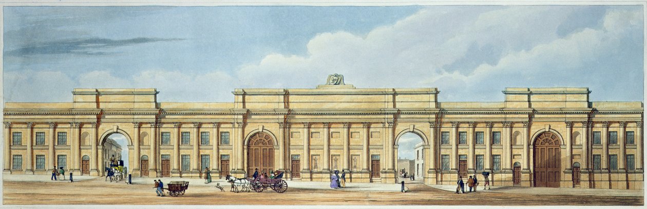Nový velký vchod do Liverpool a Manchester Railway, Lime Street, Liverpool, z 