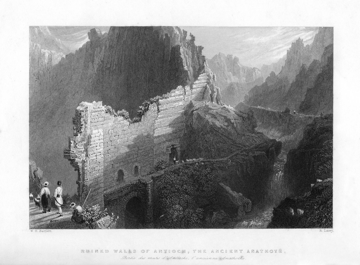 Zničené zdi Antiochie, starověký Anathoth, 1841 od S. Lacey