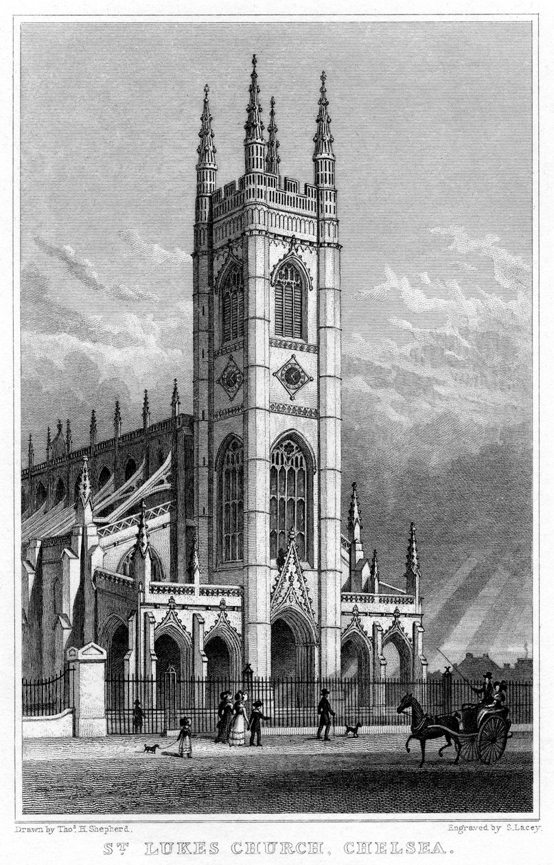 Kostel St Lukes, Chelsea, Londýn, 1828. od S. Lacey