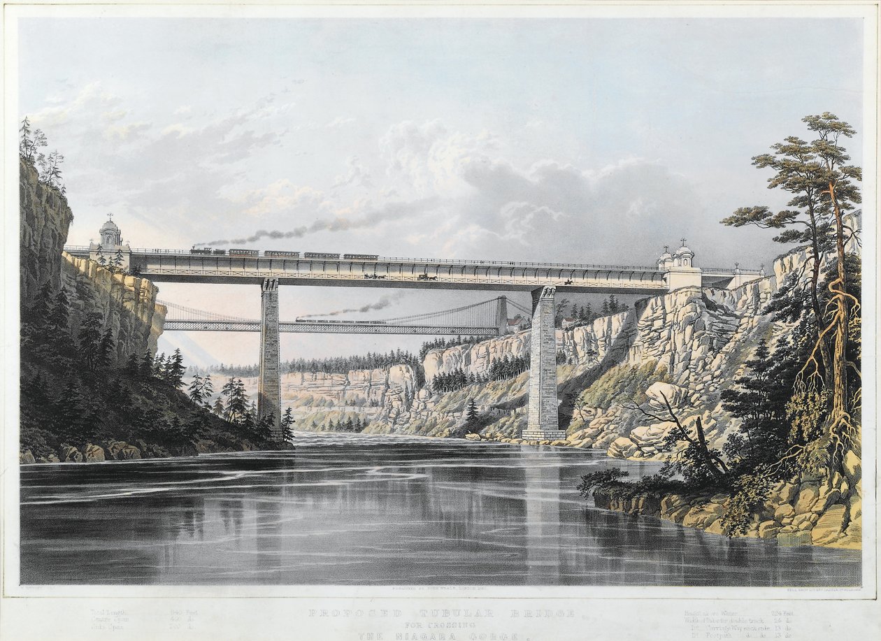 Velká trunková železnice Kanady: Victoria Bridge, 1854 od S. Russell