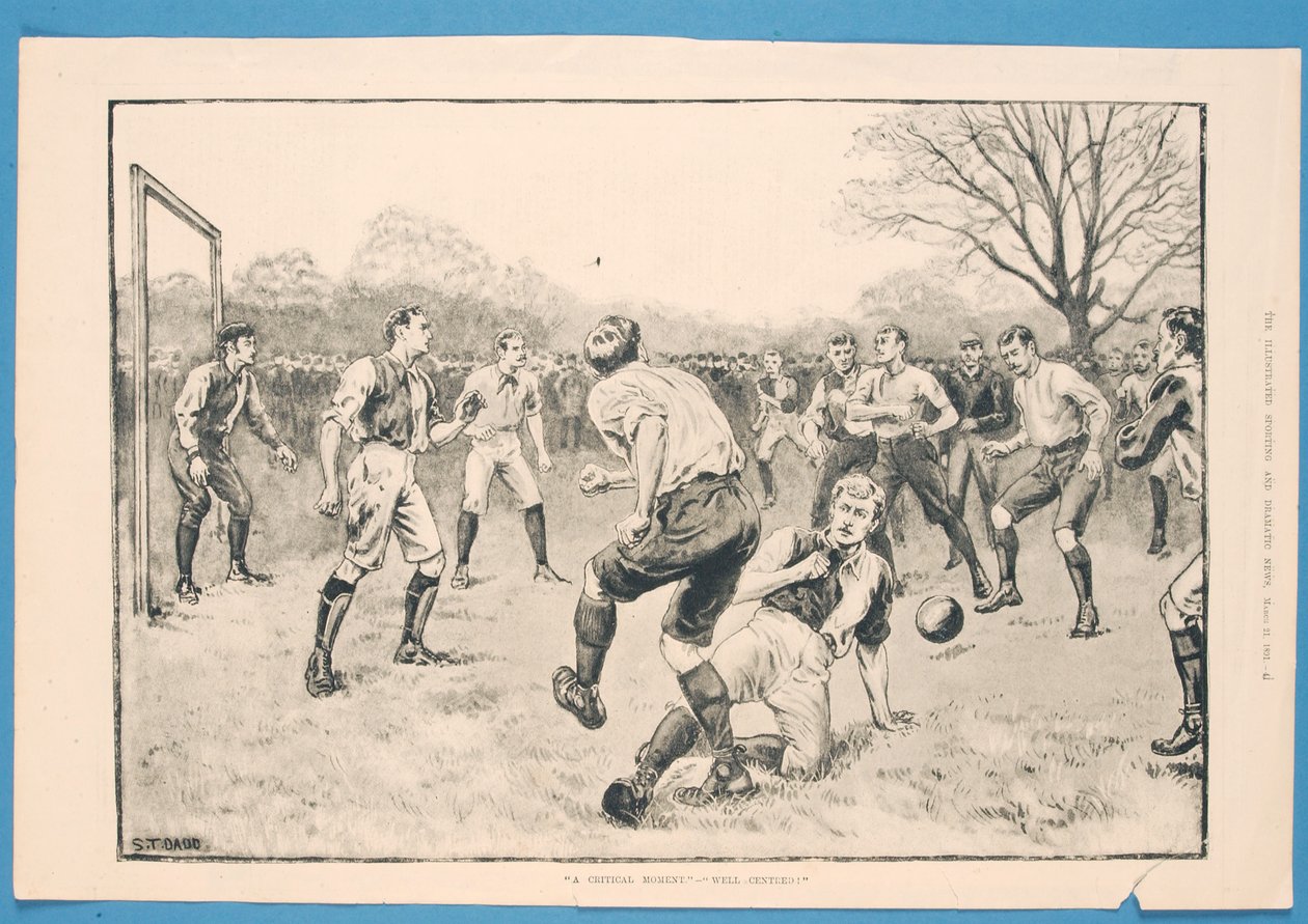 Kritický okamžik – dobře vycentrovaný, z „Ilustrovaných sportovních a dramatických zpráv“, 21. března 1891 (litho) od S. T. Dadd