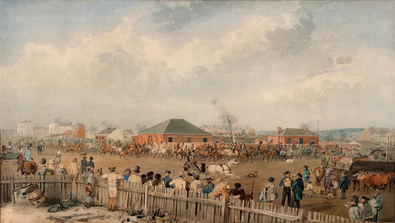 Sturtova pozemní expedice opouští Adelaide, 10. srpna 1844 od S. T. Gill