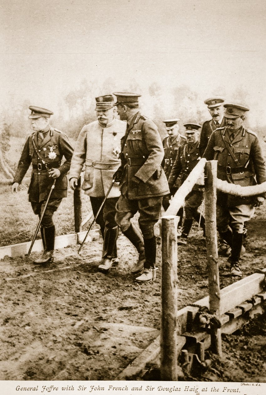 Generál Joffre se sirem Johnem Frenchem a sirem Douglasem Haigem na frontě, 1914-19 od S. d A. Photography