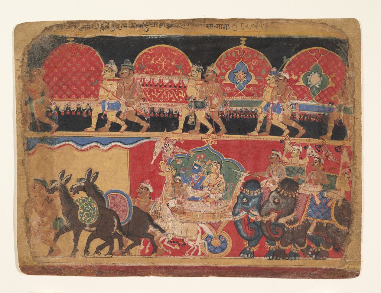 Krišna a kšatrijské dívky postupují do Dwarky..., Ka. 1520-30. od Sa Nana