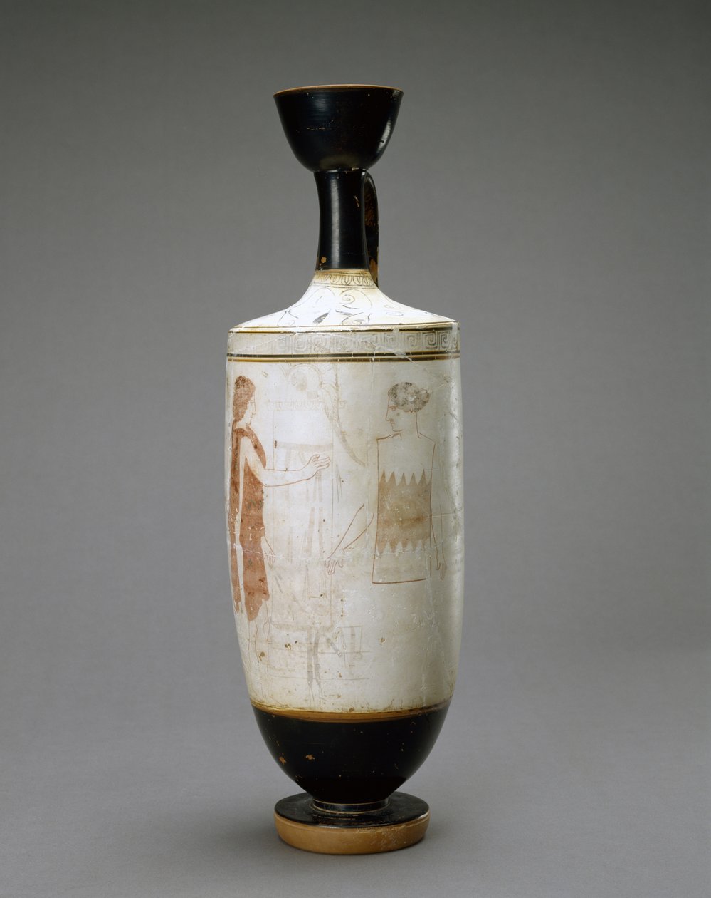 White Ground Lekythos s mladou ženou v hrobě, 450-440 př. n. l. (terakota s bílým povrchem) od Sabouroff Painter (attr. to)