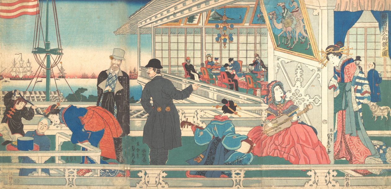Domov zahraničních obchodníků v Jokohamě, 9. měsíc, 1861. od Sadahide Utagawa