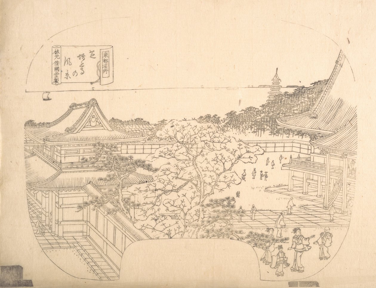 Proof Line-Block Print pro Fan, 19. století. od Sadahide Utagawa